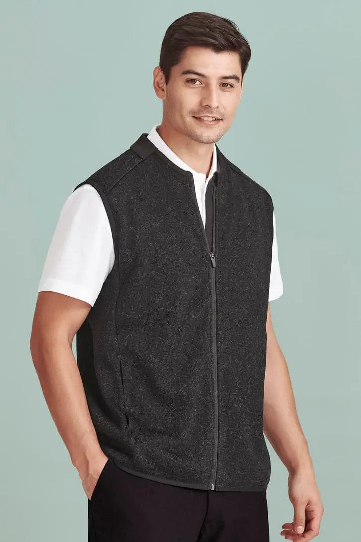 Biz Care Nova Men's Knit Vest CO343MV  Flash Uniforms Black Marle XS